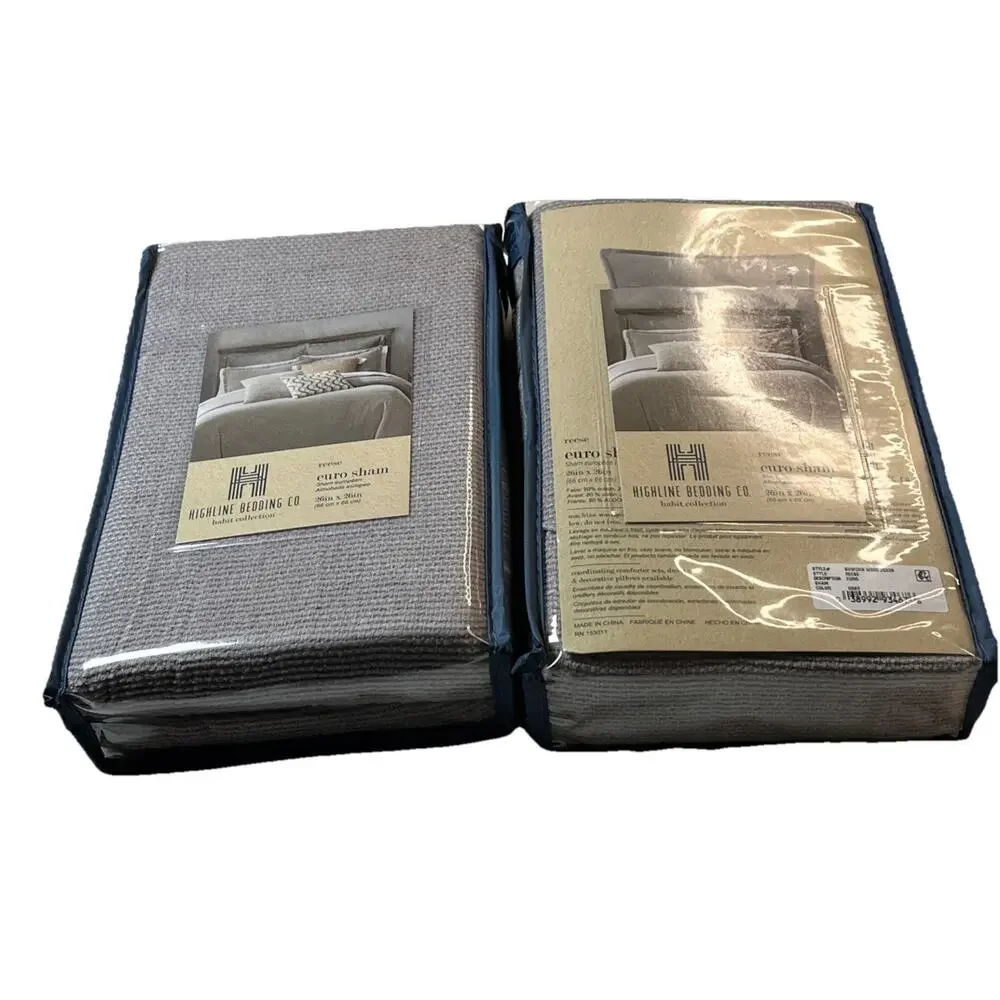 2 Pack Highline Bedding Co Habit Collection Reese Euro Sham 26in x 26in Gray NEW